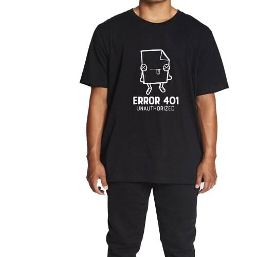 COOLMIND 100% cotton oversized error 401 print men T shirt funny big size men T shirt o-neck cool casual men t-shirt tee shirts