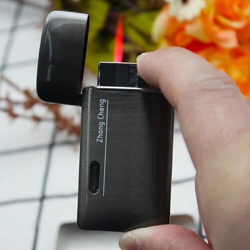 New Jet Turbo Torch Lighter Ultra Thin Butane Gas Metal Lighter Outdoor Windproof Cigar Pipe Cigarette Lighter Gadgets For Men