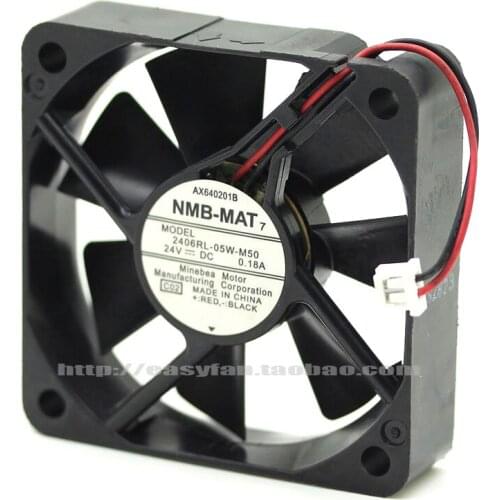 NEW NMB-MAT Minebea 2406RL-05W-M50 24V 0.18A 6015 6CM Frequency converter Double Ball bearing cooling fan