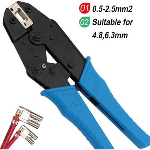 Crimping tool for L Shape claw type plug-in flag welding terminals