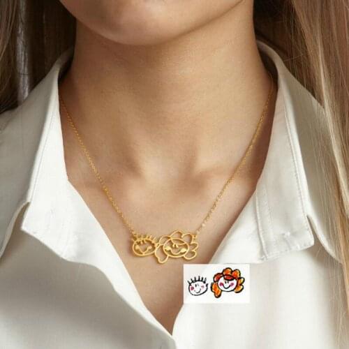 Custom Name Necklace Nameplate Stainless Steel Customized Photo Painting Baby Necklace Personalised Drawing Necklace For Women