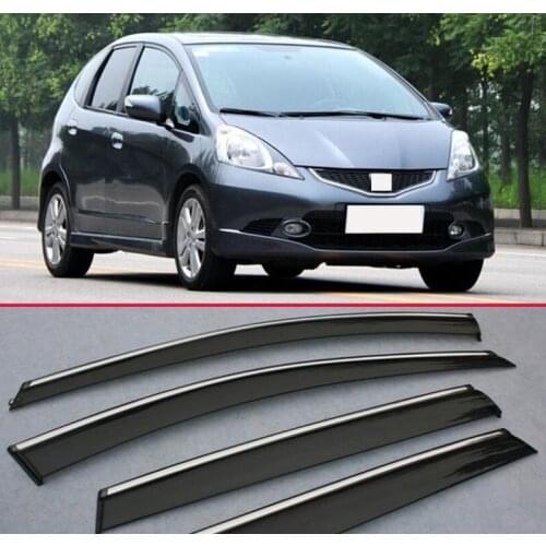 Plastic Exterior Visor Vent Shades Window Sun Rain Guard Deflector For Honda Fit/Jazz 2009-2013