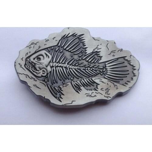 Fish belt buckle with pewter finish JF-BY43 suitable for 4cm wideth belt with continous stock free shipping