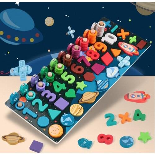 Montessori Educational Wooden Toys Cartoon Digital Shape Matching Count Magnetic Fishing Toy Early Educational Toys For Children
