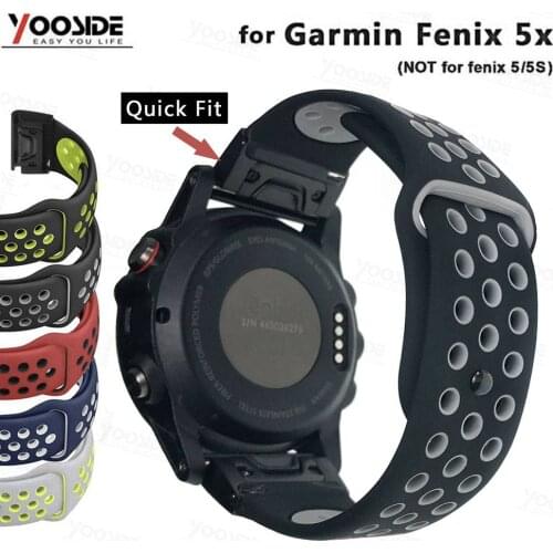 YOOSIDE Fenix 6X Wristband Sport Silicone 26mm Quick Fit Watch Band Strap for Garmin Fenix 3/Fenix 3 HR/Fenix 5X/5 Plus