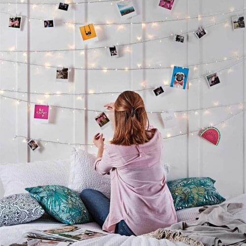 Christmas Lights Photo Clip Led String Lights Photo Wall Decoration Fairy Lights Garland New Year DIY Holiday Room Lights Decor