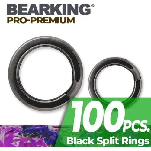 2019 bearking 100Pcs black color split ring Fishing Connector Brand Fish Hooks hot model lure, hot model