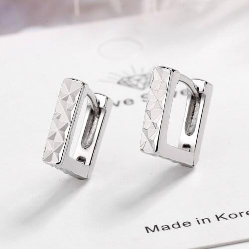925 Sterling Silver Square Charm Stud Earring For Women Girls Party Wedding Jewelry Pendientes Accessories eh680