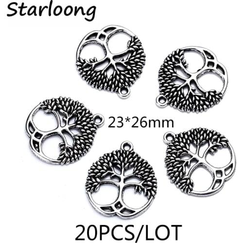 20pcs/lot zinc alloy antique vintage silver plated tree charm pendants for Bracelet Necklace DIY Jewelry Making