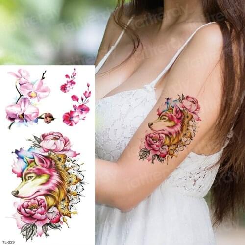 Waterproof temporary tattoos stickers bikini summer tattoo fox moose tattoos water color flowers tatoo girls back arm body art