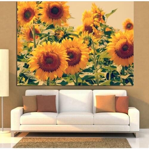 YWDECOR Classical Desin Sunflower Modern Canvas Painting Digital Prints on Canvas Poster Wall Art Picture Living Room Home Decor