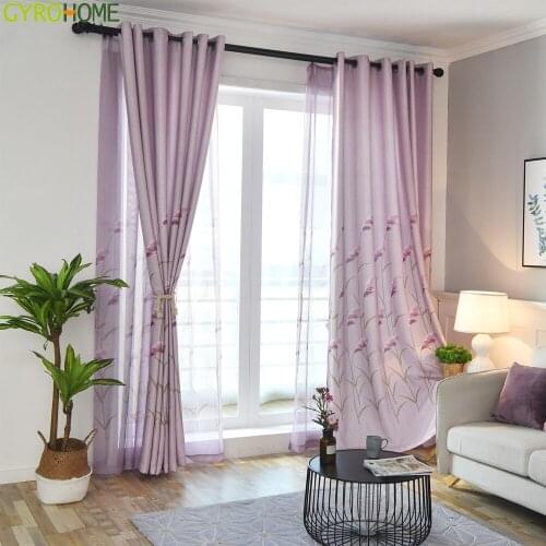 Modern Simple American Printed Reed Flower Living Room Bedroom Balcony Yarn Finished Curtains Semi - Shading Drapes GYC2360