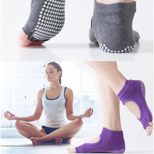 10 Colors Women Yoga Backless Five Toe Anti-Slip Ankle Grip Socks Dots Pilates Fitness Gym Socks Ladies Sports Socks
