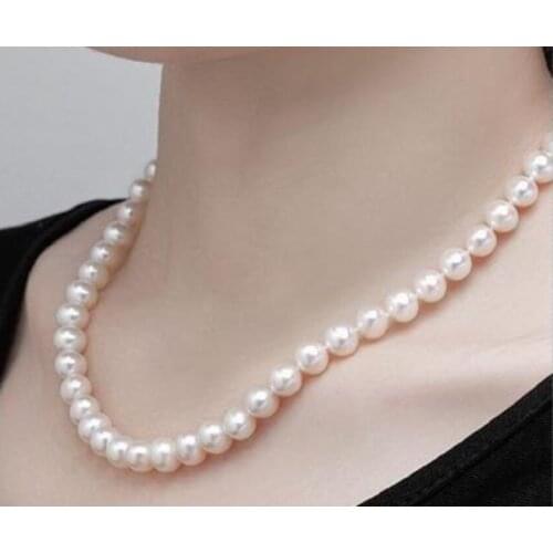 AAA9-10mm south sea round white pearl necklace 18inch 925silver