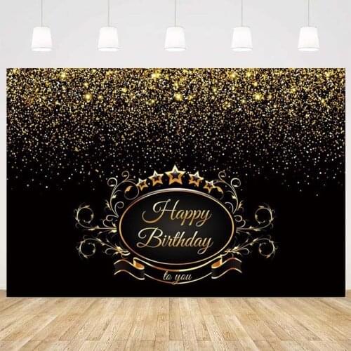 Gold Glitter Birthday Photography Backdrop Adult Birthday Party Supplies Background For Photo Studio Photocall Customize