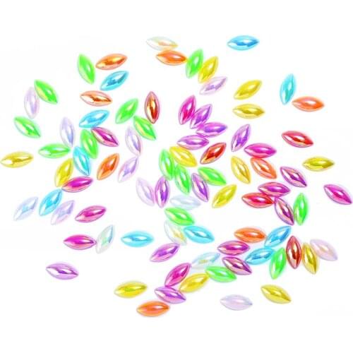 100p 7X15MM Navette FlatBack Pearl Scrapbook Embellishment beads clothes shoes bag phone Decoration Gem jewelry making supplier