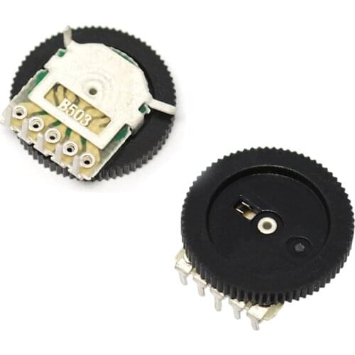 10pcs Double Gear tuning potentiometer B503 50K 5Pin 16 * 2mm Dial Wheel Potentiometer Stereo Volume Level Contro