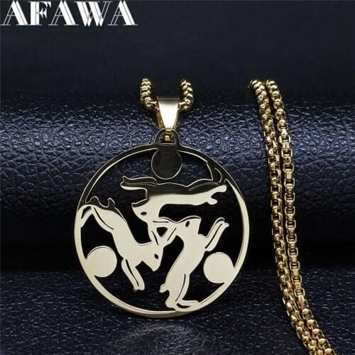 2021 AFAWA 3 Rabbits and Sun Stainless Steel Necklaces for Women/Men Gold Color Necklaces Pendants Jewelry gargantilla N4116S01