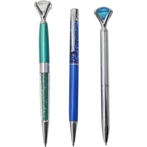 3 Pcs Metal Diamond Crystal Ballpoint Pen Gift Black Ink Ballpoint Pens School Office Supplies Ballpoint Pen Set