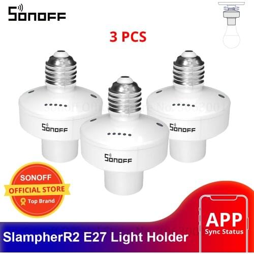 3PCS SONOFF Slampher E27 RF 433MHz Wifi Smart Light Lamp Bulbs Holder APP Voice Remote Control Works With Alexa Google Home