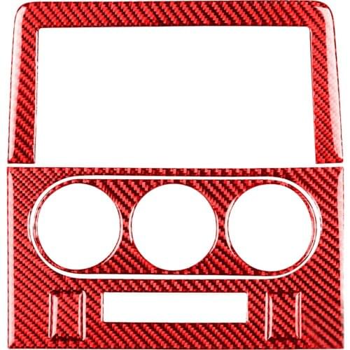 5Pcs AC GPS Navigation Panel Covers Trims Red Carbon Fiber Fit For Dodge Challenger 2008 2009 2010 2011 2012 2013 2014