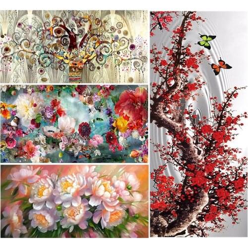 5D DIY Diamond Painting Full Square/Round Poppy Peony Flower Tree Set for Embroidery Cross Mosaic Abstract Landscape Wall Decor