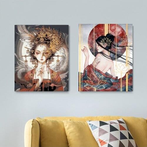 5D Diy Diamond Painting Cross Stitch Phoenix Dragon Fairy Anime Girl Square Round Embroidery Needlework Thread RhinestoneZP-2803