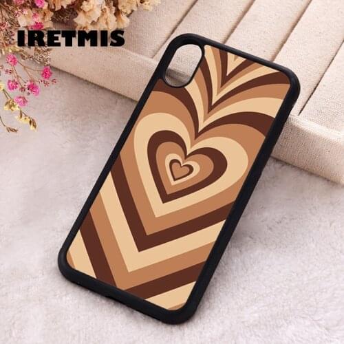 Iretmis 5 5S SE 2020 Phone Cover Case for iPhone 6 6S 7 8 Plus X Xs XR 11 12 Mini Pro Max Rubber Silicone Love Heart In Brown