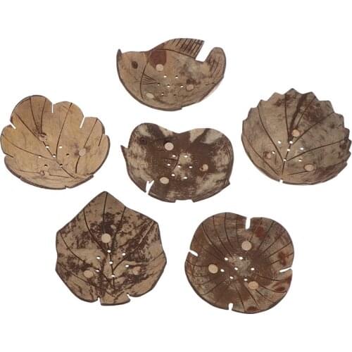 Handmade Natural Coconut Shell Wooden Bathroom Soap Dish Box Container Kitchen Tub Storage Cup Rack Soap Holder Decoration