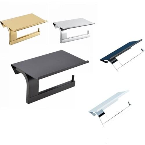 Toilet Paper Holder Wall Mount Tissue Roll Hanger SUS 304 Stainless Steel Phone Platform Bathroom Hardware Set Black Gold silver