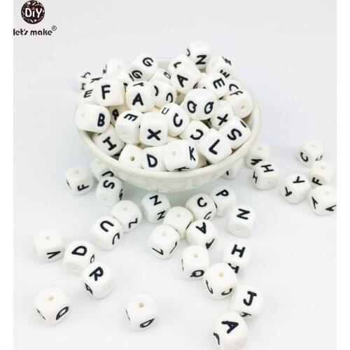 Lets Make Baby Teether Alphabet Letters 200pcs Food Grade Silicone Chewable Beads BPA Free DIY Teething Necklace In 26 Letters