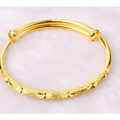 Children Jewelry Yellow Gold Filled Expandable Bangle For Kids Gift