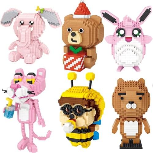 Mini Building Blocks Cute Dinosaur Bear Unicorn Model Bricks Characters Figures DIY Educational Toys for Children Xmas Gifts