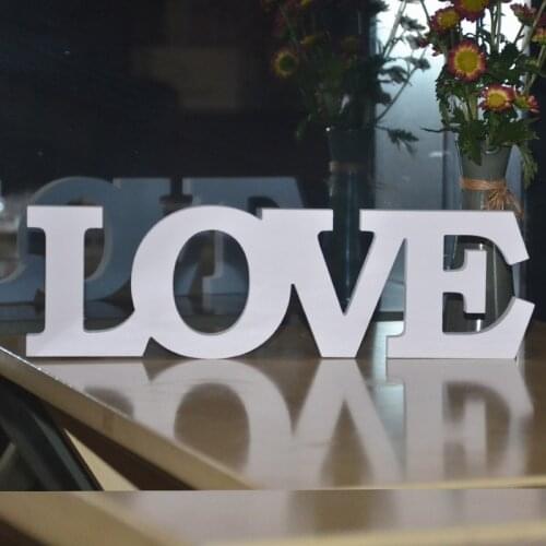 Small White Wood Wooden Letters LOVE Shaped Alphabet Word Home Decoration Scrapbooking Crafts Wedding Party Decoration DIY Decor