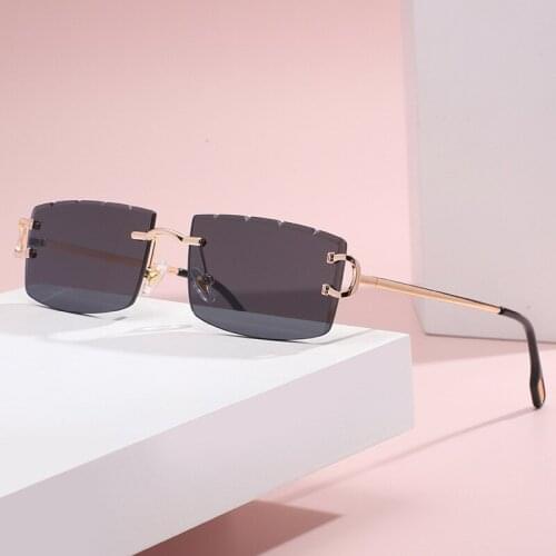 Fashion Rimless Sunglasses Women Rectangle Sunglass Vintage Men Luxury Brand Design Eyewear Gradient Shades UV400 Sun Glass
