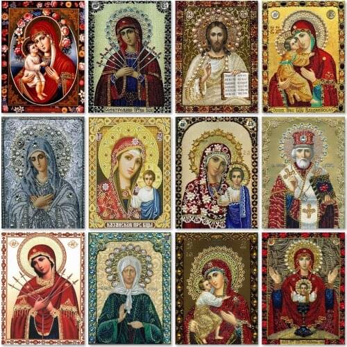 ZOOYA Diamond Embroidery Icons Large Diamond Mosaic Icons 5D DIY Diamond Painting Icons Religiou Cross Stitch Home Decor 2Zj01