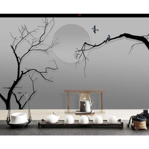 XUE SU Wall covering custom wallpaper mural hand-painted ink abstract tree TV background wall decoration painting