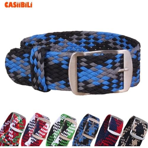 NATO Nylon Perlon Straps Red Blue White Colorful 20mm 22mm Width Woven Mesh Belt Watch Band Stripes Stainless Steel Pin Buckle