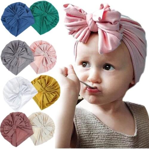 New 18-Color Baby Hat, Knitted Cotton Hat, Tire Hat, Bowknot Hat, Childrens Popular Accessories, European and American Styles