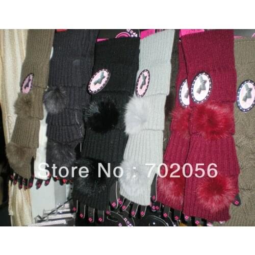 NEW ARRIVAL winter solid Faux fur Knitted Fingerless long Gloves Arm Warmers 24pairs/lot mixed colors #3420