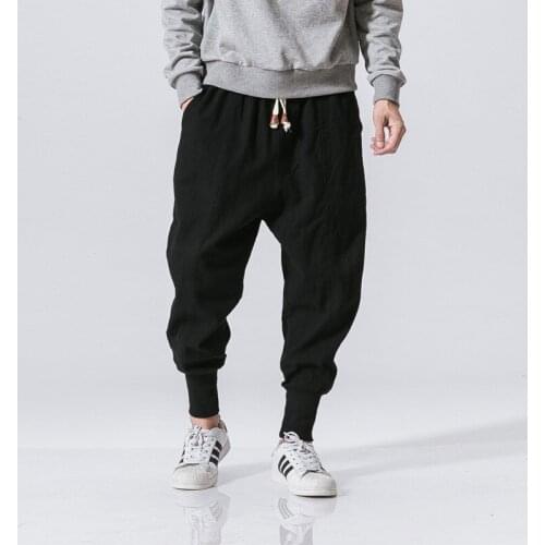 2021 Hot Man Chinese Baggy Jogger Pants Japanese Harem Pants Casual Cotton Linen Trouser Fashion Chic Comfortable Versatile