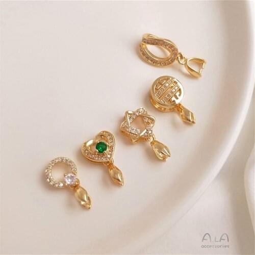 14K Gold Filled Necklace pendant zircon clasp pendant clasp crystal jade pendant clasp handmade diy accessories