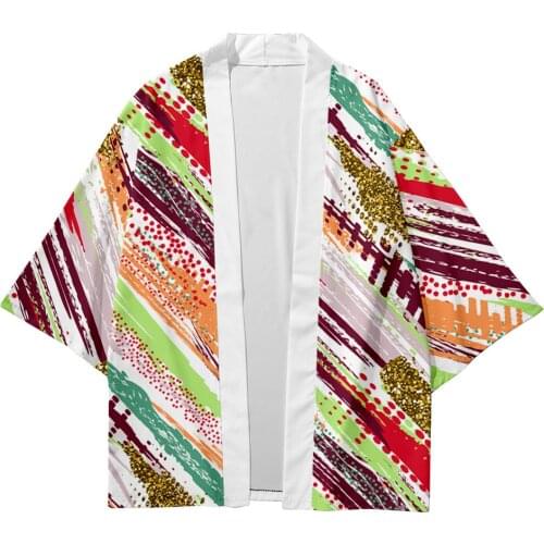 Plus Size XXS-6XL Striped Geometry Fashion Street Beach Japanese Kimono Robe Cardigan Men Shirts Yukata Haori Womens Clothing