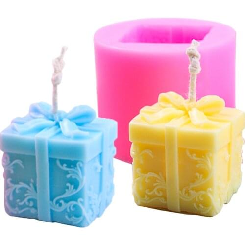 Christmas Gift Box Candle Mould Aroma Candle Gypsum Molds DIY Craft Christmas Decoration Soap Making Silicone Mold moule bougie