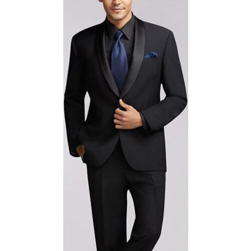 Shawl Collar Black One Button 4Pieces(Jacket+Pant+Tie+Handkerchief)Custume Homme Office Business Terno Masculino Fashion MenSuit