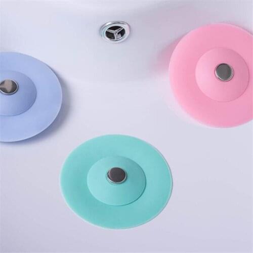 Bath Kitchen Sink Stopper Silicone Push-on Floor Drain Deodorant Closed Stoppers Anti-clogging Sink Filter