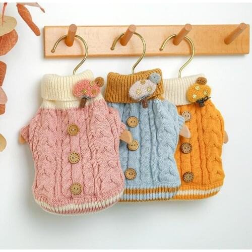 Dog Sweater Twist Button Chihuahua Pets Outfits Warm Clothes for Small dogs Cats yorkies clothes Coat pet Jacket Puppy Clothing