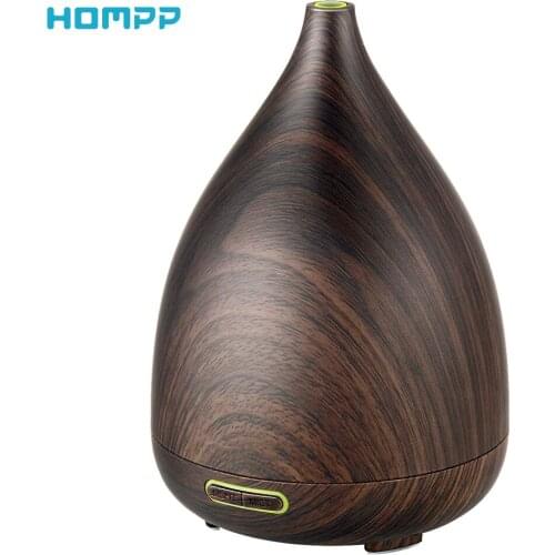 200ml Essential Oil Diffuser Wood Grain Vase Shaped Ultrasonic Aromatherapy Humidifier Adjustable Mist Mode Waterless Auto Off