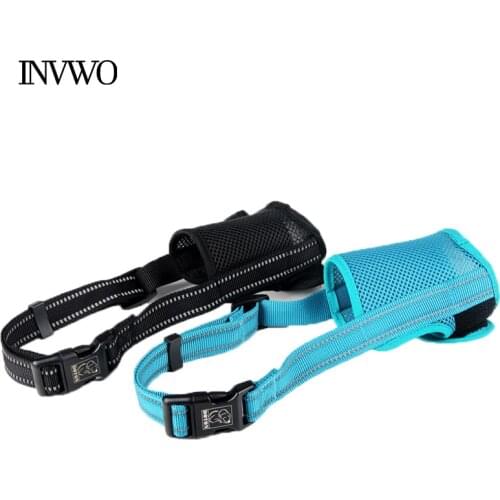 INVWO Breathable Dog Muzzle Prevent from Barking Biting and Eating by Mistake Reflective and Adjustable Nursing and prevention