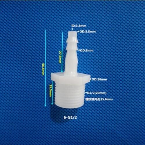 1/2'' BSPP Male Thread to 6mm Plastic Pipe Fitting PE Pagoda Barbed Straight Water Tube Garden Hose Connector
